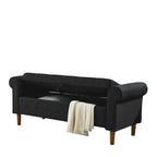 Banc de rangement capitonné à 62 boutons pour chambre à coucher, pouf moderne en tissu, banc de fenêtre, design à accoudoirs roulés pour chambre à coucher