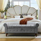 Banc de rangement capitonné à 62 boutons pour chambre à coucher, pouf moderne en tissu, banc de fenêtre, design à accoudoirs roulés pour chambre à coucher