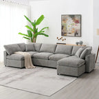 Canapé modulable en chenille en U convertible avec pouf