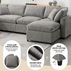Canapé modulable en chenille en U convertible avec pouf