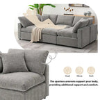 Canapé modulable en chenille en U convertible avec pouf