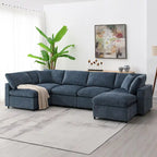 Canapé modulable en chenille en U convertible avec pouf