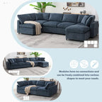 Canapé modulable en chenille en U convertible avec pouf