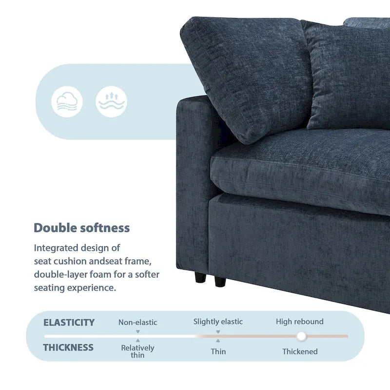Canapé modulable en chenille en U convertible avec pouf