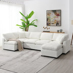 Canapé modulable en chenille en U convertible avec pouf