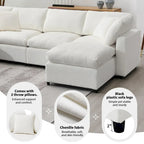 Canapé modulable en chenille en U convertible avec pouf
