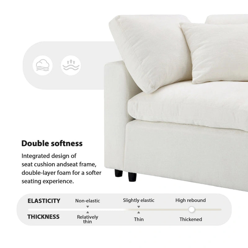 Canapé modulable en chenille en U convertible avec pouf