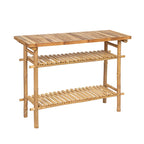 Table d'appoint en bambou à 2 étagères