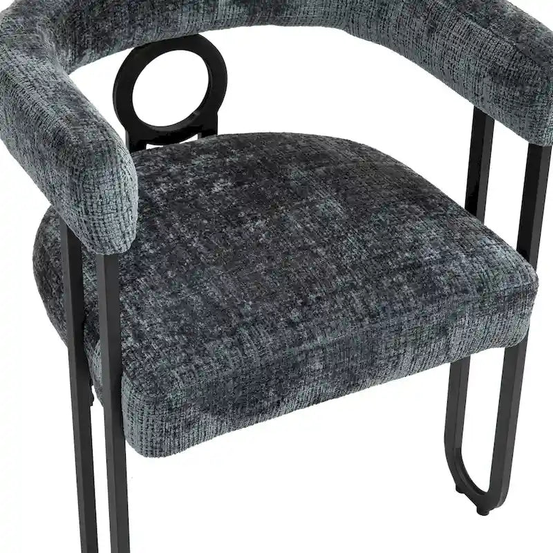 Chaises de salle à manger d'appoint modernes rembourrées en tissu chenille pour le salon (lot de 2)