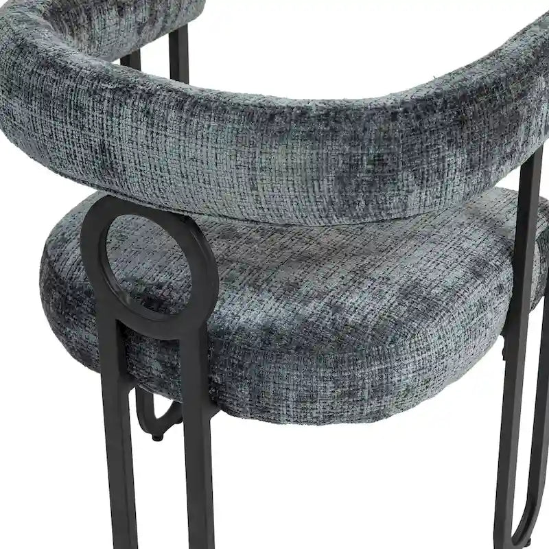 Chaises de salle à manger d'appoint modernes rembourrées en tissu chenille pour le salon (lot de 2)
