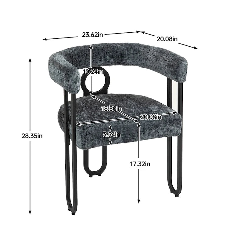 Chaises de salle à manger d'appoint modernes rembourrées en tissu chenille pour le salon (lot de 2)