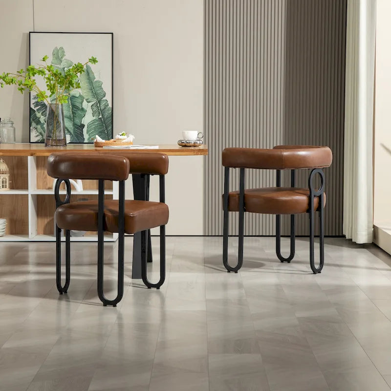 Chaises de salle à manger d'appoint modernes rembourrées en tissu chenille pour le salon (lot de 2)