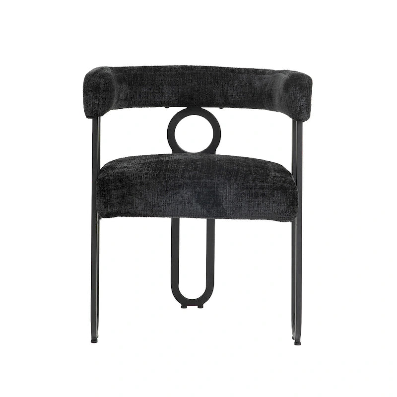 Chaises de salle à manger d'appoint modernes rembourrées en tissu chenille pour le salon (lot de 2)