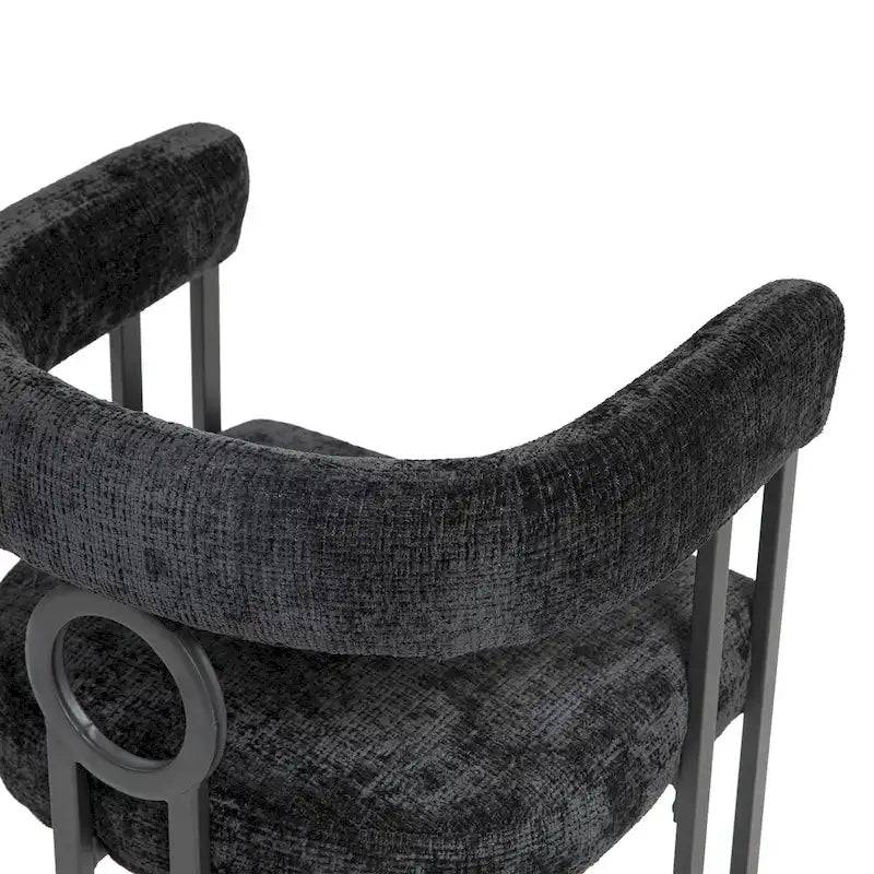 Chaises de salle à manger d'appoint modernes rembourrées en tissu chenille pour le salon (lot de 2)