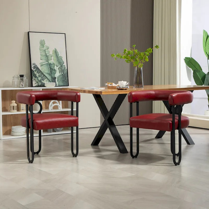 Chaises de salle à manger d'appoint modernes rembourrées en tissu chenille pour le salon (lot de 2)