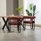 Chaises de salle à manger d'appoint modernes rembourrées en tissu chenille pour le salon (lot de 2)