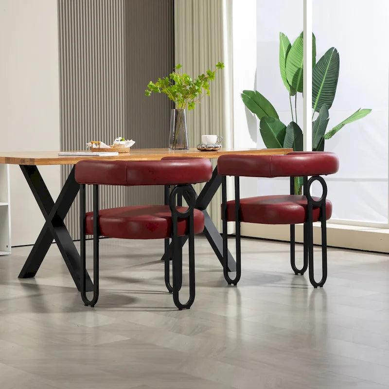 Chaises de salle à manger d'appoint modernes rembourrées en tissu chenille pour le salon (lot de 2)