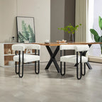 Chaises de salle à manger d'appoint modernes rembourrées en tissu chenille pour le salon (lot de 2)