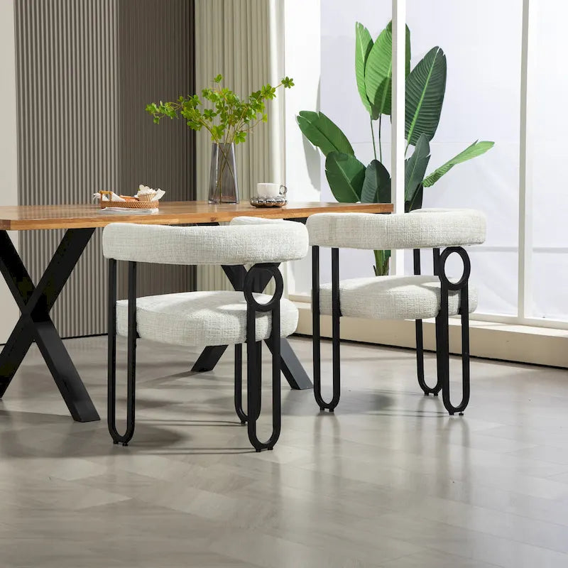 Chaises de salle à manger d'appoint modernes rembourrées en tissu chenille pour le salon (lot de 2)