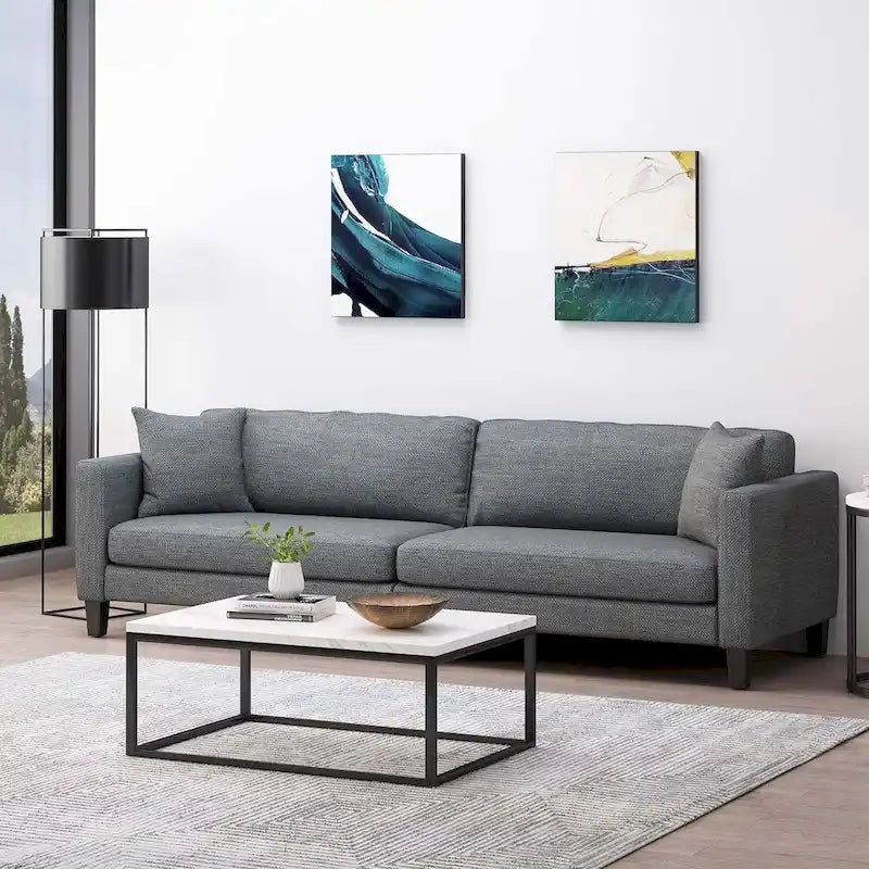 Comfy 3-Seat Sofa with Wooden Legs, Modern Style for Living Room and Study