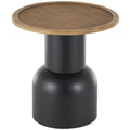 Table d'appoint ou de chevet piédestal fabriquée à la main en métal avec plateau en rotin marron - Noir - Roche River Decor