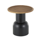 Table d'appoint ou de chevet piédestal fabriquée à la main en métal avec plateau en rotin marron - Noir - Roche River Decor