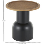 Table d'appoint ou de chevet piédestal fabriquée à la main en métal avec plateau en rotin marron - Noir - Roche River Decor