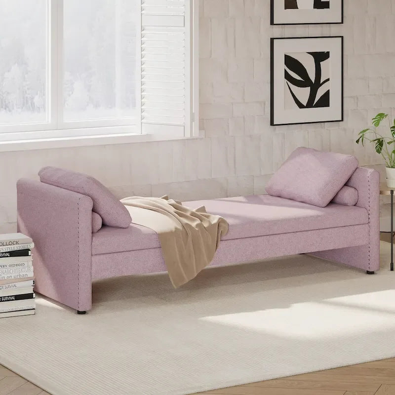 Modern Upholstered Chaise Lounger Daybed Small Single Daybed with 2 Drawers