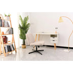 Chaise de bureau jambes croisées, Chaise de bureau large et confortable, Sans roulettes, Sans accoudoirs, pivotante et réglable en hauteur