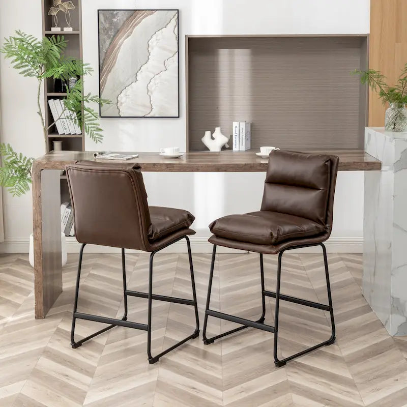 Roundhill Milos Upholstered 26-inch Counter Height Stools, Set of 2