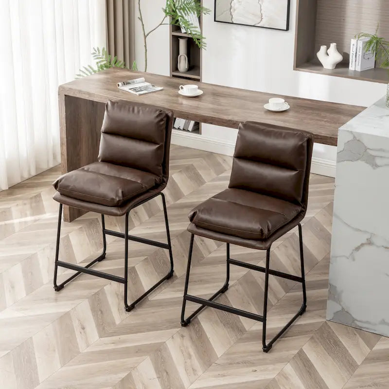 Roundhill Milos Upholstered 26-inch Counter Height Stools, Set of 2