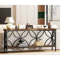 Console étroite extra longue avec cadre en métal et finition en bois rustique - 70.86 L x 11.81 l x 31.88 H