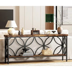 Console étroite extra longue avec cadre en métal et finition en bois rustique - 70.86 L x 11.81 l x 31.88 H