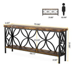 Console étroite extra longue avec cadre en métal et finition en bois rustique - 70.86 L x 11.81 l x 31.88 H