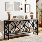 Console étroite extra longue avec cadre en métal et finition en bois rustique - 70.86 L x 11.81 l x 31.88 H