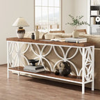 Console étroite extra longue avec cadre en métal et finition en bois rustique - 70.86 L x 11.81 l x 31.88 H