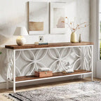 Console étroite extra longue avec cadre en métal et finition en bois rustique - 70.86 L x 11.81 l x 31.88 H