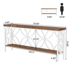 Console étroite extra longue avec cadre en métal et finition en bois rustique - 70.86 L x 11.81 l x 31.88 H