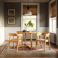 Table à manger ronde moderne en bois massif Middlebrook avec pieds géométriques