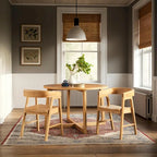 Table à manger ronde moderne en bois massif Middlebrook avec pieds géométriques