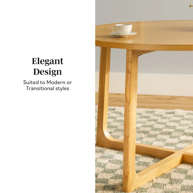 Table à manger ronde moderne en bois massif Middlebrook avec pieds géométriques