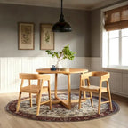 Table à manger ronde moderne en bois massif Middlebrook avec pieds géométriques