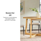 Table à manger ronde moderne en bois massif Middlebrook avec pieds géométriques