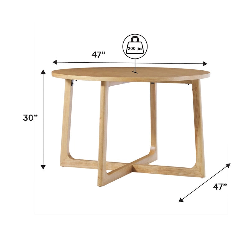 Table à manger ronde moderne en bois massif Middlebrook avec pieds géométriques