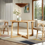 Table à manger ronde moderne en bois massif Middlebrook avec pieds géométriques