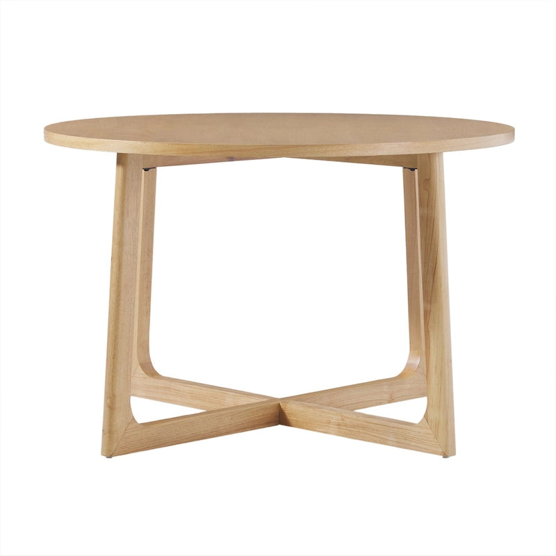 Table à manger ronde moderne en bois massif Middlebrook avec pieds géométriques