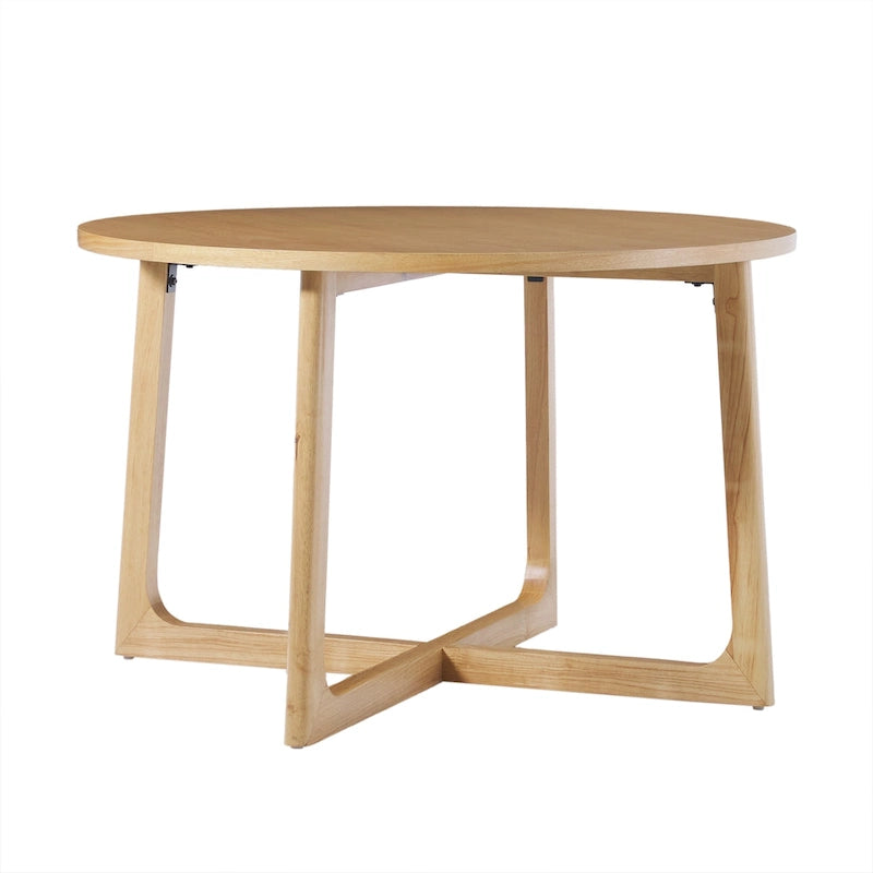 Table à manger ronde moderne en bois massif Middlebrook avec pieds géométriques