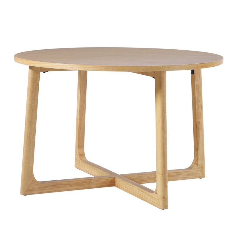 Table à manger ronde moderne en bois massif Middlebrook avec pieds géométriques