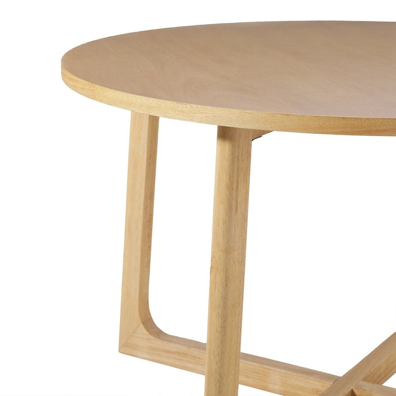 Table à manger ronde moderne en bois massif Middlebrook avec pieds géométriques
