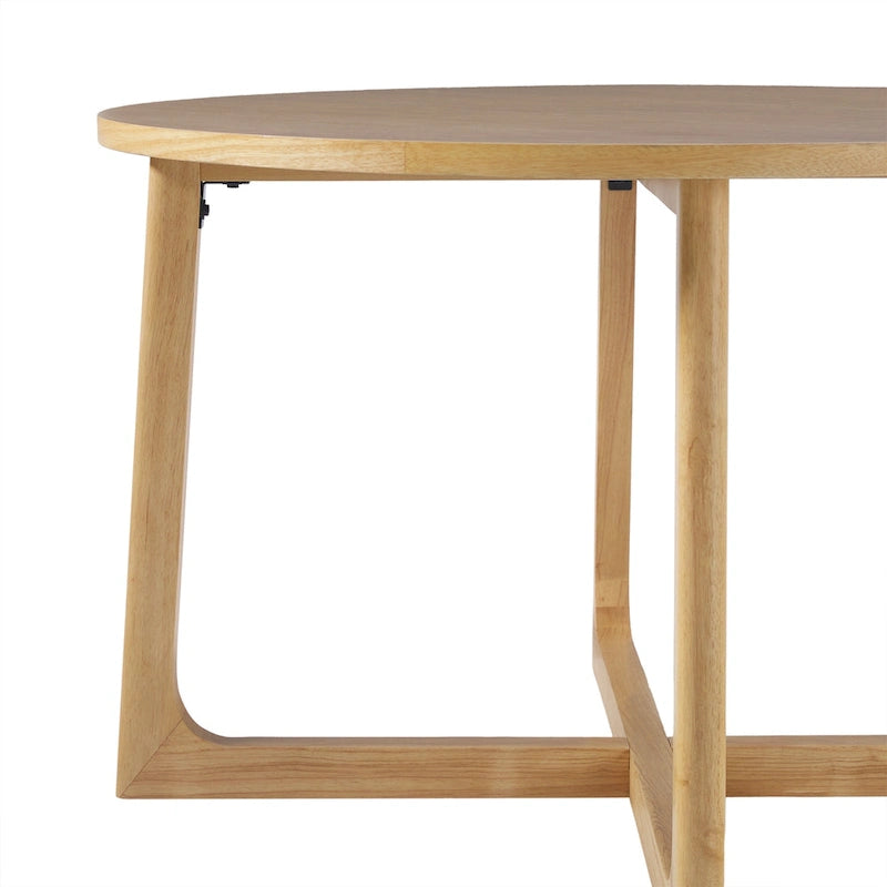 Table à manger ronde moderne en bois massif Middlebrook avec pieds géométriques